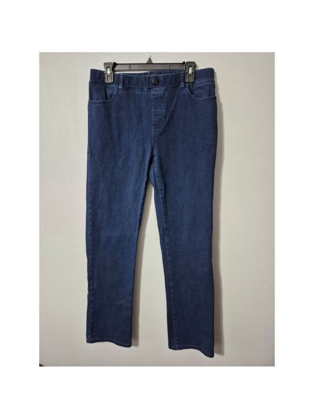 Women's Betabrand Dark Blue Denim Pull-on Pockets Straight Leg Jeggings US 12